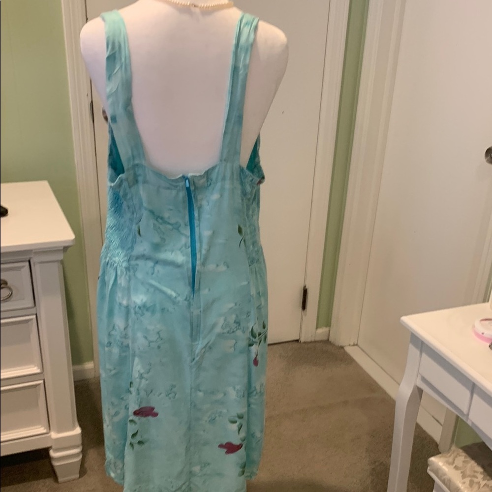 Bali Batiks Aqua Floral Sleeveless Dress - Picture 2 of 3
